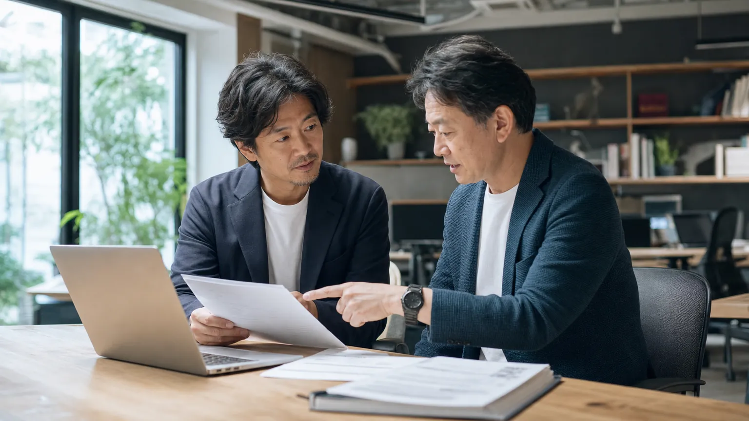 保守契約と引き継ぎ資料を確認するアプリ開発会社の経営者